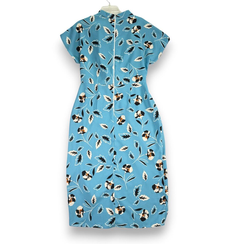 River Island | Ice Blue High Neck Dress | Black and White Floral | Sz 10 - Picture 5 of 7